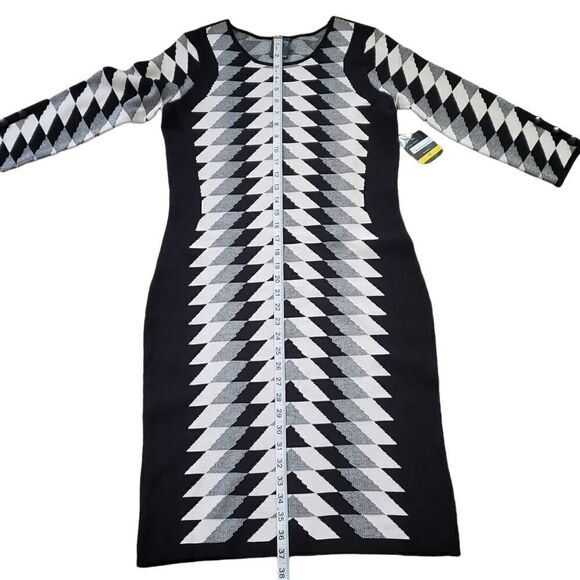 NWT Gabby Skye Black Alabaster 3/4 Sleeve Sheath Sweater Dress MEDIUM - Picture 11 of 16